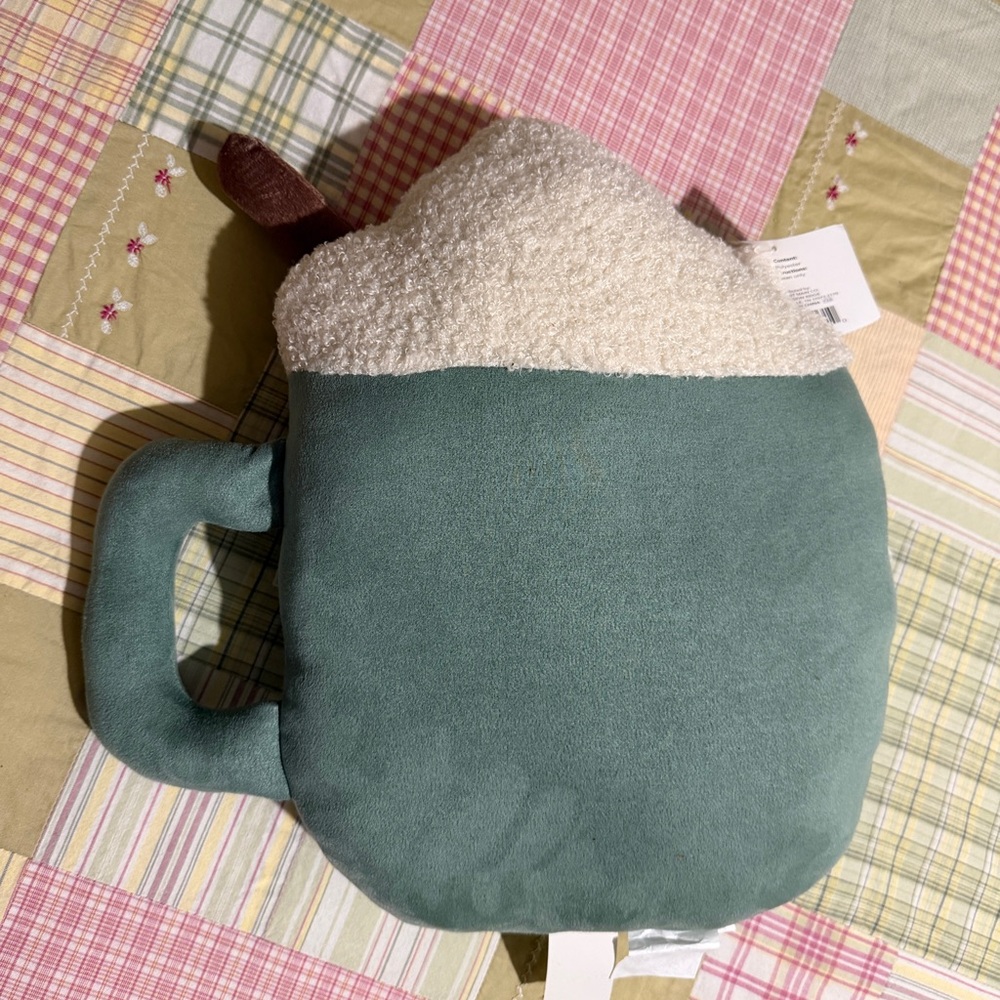 Cozy‎ Green Mug-Shaped Plush Pillow NWT Hot Cocoa pillow